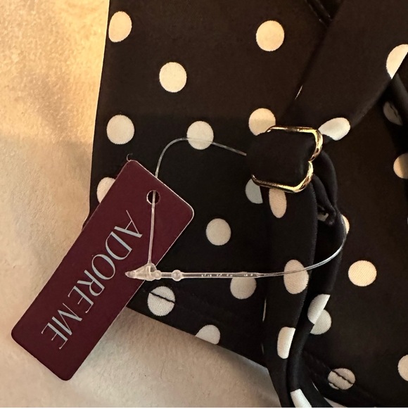 Adore Me Vivien Contour Plus Bikini Top NWT Black White Polka Dot 38DDD - Picture 8 of 8